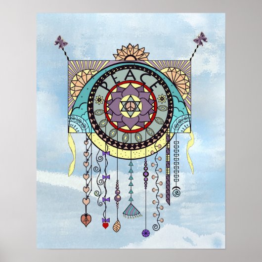 Poster Symboles de paix Kite Dangle Imprimer (Devant)