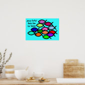 Poster Symboles de poisson chrétien - Rainbow School - (Cuisine)