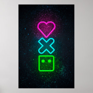 Poster Symboles du néon Artiste du néon Signes de directi