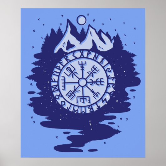 Poster Symboles nordiques Viking Compass (Devant)