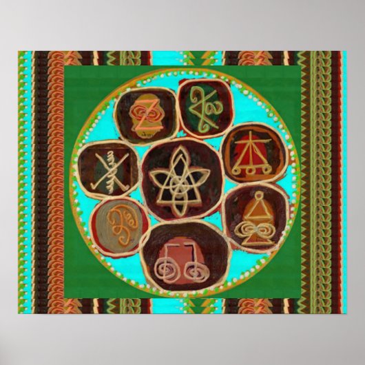 Poster Symboles principaux KARUNA Reiki artisanaux vintag (Devant)