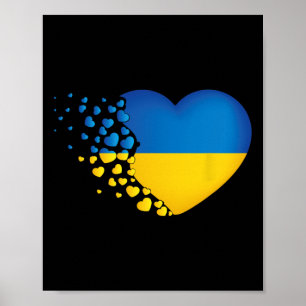 Poster Symboles ukrainiens Drapeau ukrainien Cœur Amour 