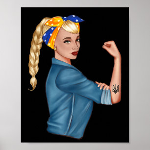 Poster Symboles ukrainiens Drapeau ukrainien Fille ukrain