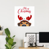 Poster Sympa Christmas Chien Reindeer Antler Headband (Bureau à domicile)