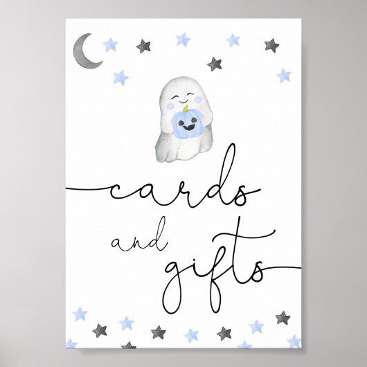 Poster Sympa fantôme garçon baby shower cartes et cadeaux (Devant)