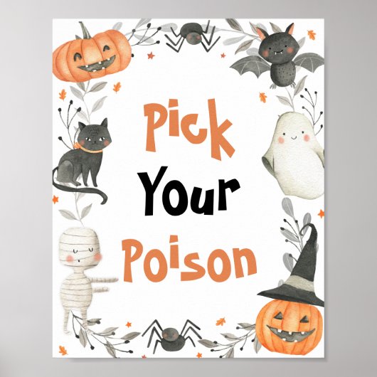 Poster Sympa Halloween Ghost Choisissez votre poison Bois (Devant)