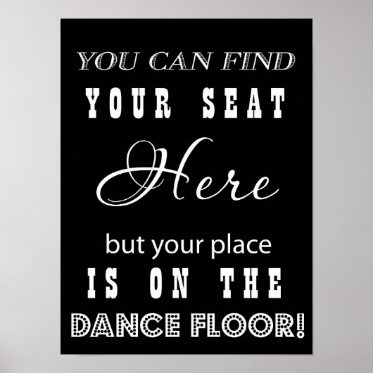 Poster Sympa panneau Mariage réception danse et siège (Devant)