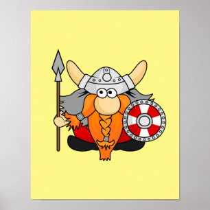 Poster Sympa Petit Viking Main Drake Caractère de dessin