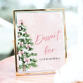 Poster Sympa Pink Bows Christmas Tree Dessert Bar Sign