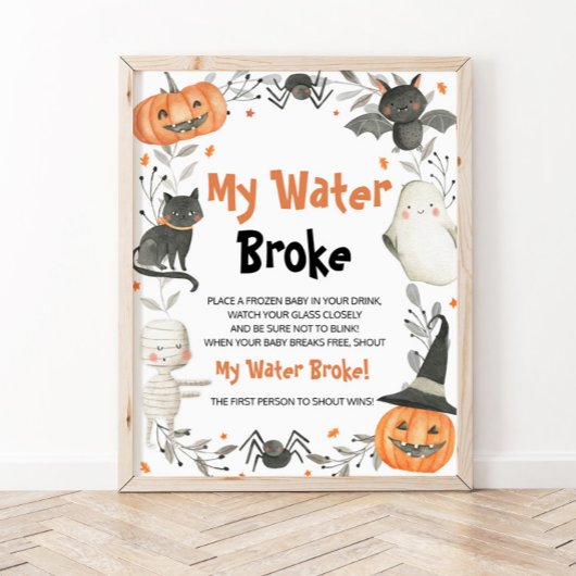 Poster Sympathique Baby shower d'Halloween Mon Eau Broyé