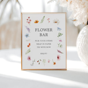 Poster Sympathique Fleur sauvage cadre barre de fleurs Si