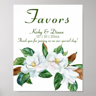 Poster Sympathique Magnolia Bouquet Faveurs de mariage Si