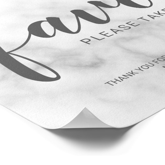 Poster Sympathique Marbre blanc élégant Faveurs de mariag (Coin)