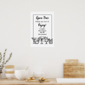 Poster Sympathique Open Bar Mariage Sign (Cuisine)