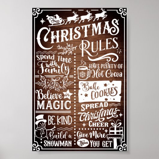 Poster Sympathique Règles de Noël Moderne Panneau de l'af (Devant)