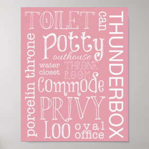 Poster Sympathique Toilette Pink clair Salle de bain Sign