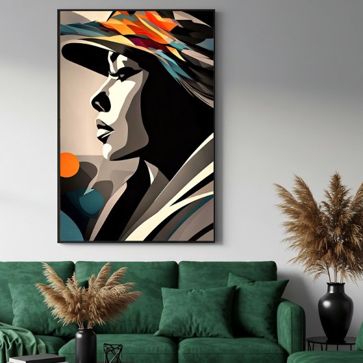 Poster Symphonie de couleurs sur visage abstrait