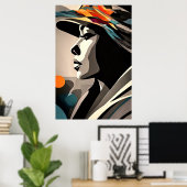 Poster Symphonie de couleurs sur visage abstrait (Bureau à domicile)