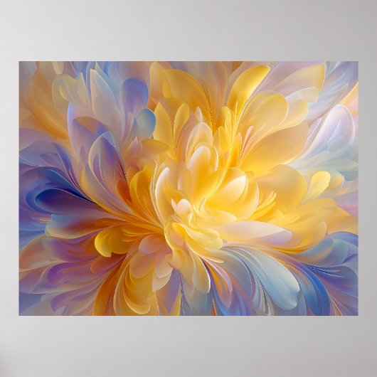 Poster Symphonie dorée de pétales abstraits en fleurs (Devant)