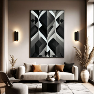 Poster Symphonie géométrique en noir et blanc