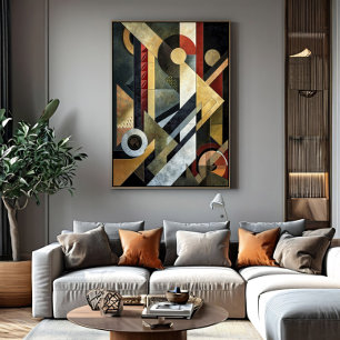 Poster Symphonie géométrique en terre cuite et noir