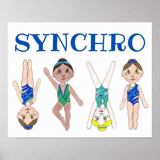 Poster Synchronized Swimmer Girls Synchro Swimming Sports (Devant)