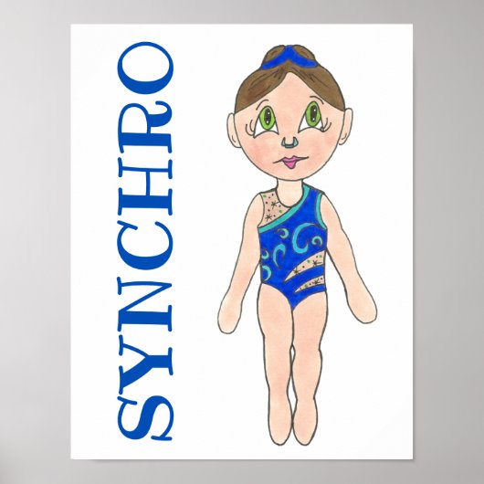 Poster Synchronized Swimming Blue Synchro Swimmer Girl (Devant)