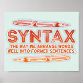 Poster Syntaxe Funky Structure de la phrase Grammaire (Devant)