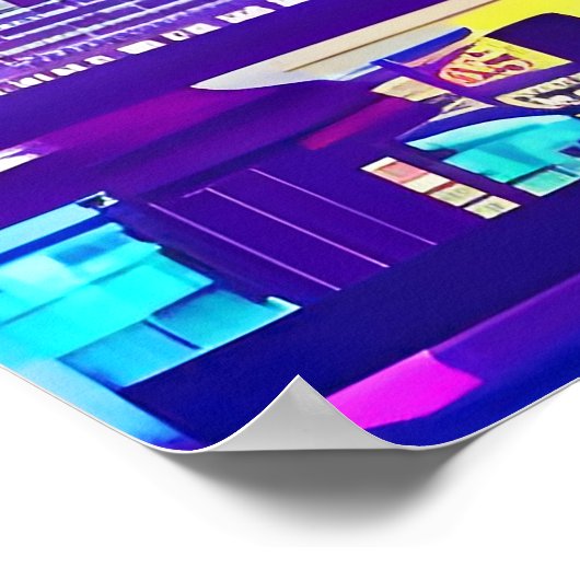 Poster Synthwave/Cyberpunk City au coucher du soleil (Coin)