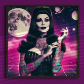 Poster Synthwave Goth Pin-up