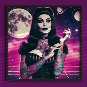 Poster Synthwave Goth Pin-up