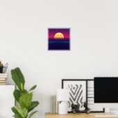 Poster Synthwave Grille - Esthétique Rétro 80 (Bureau à domicile)
