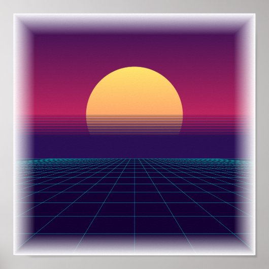 Poster Synthwave Grille - Esthétique Rétro 80 (Devant)