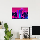 Poster Synthwave Neon City Miami Vice (Bureau à domicile)