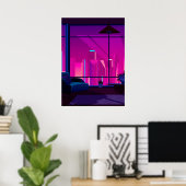 Poster Synthwave Neon City : terrasse, penthouse (Bureau à domicile)