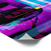 Poster Synthwave Neon City - Tokio glitch (Coin)