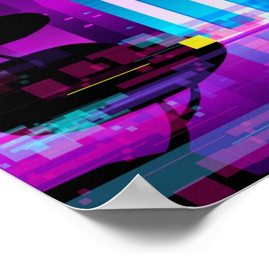 Poster Synthwave Neon City - Tokio glitch (Coin)