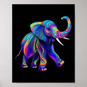 Poster Synthwave Rétro Éléphant Trompe en Haut Chakra Y 8