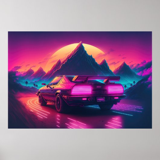 Poster Synthwave Speedster : Synthétise les sables (Devant)
