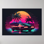 Poster Synthwave Summit : Course au coucher du soleil (Devant)