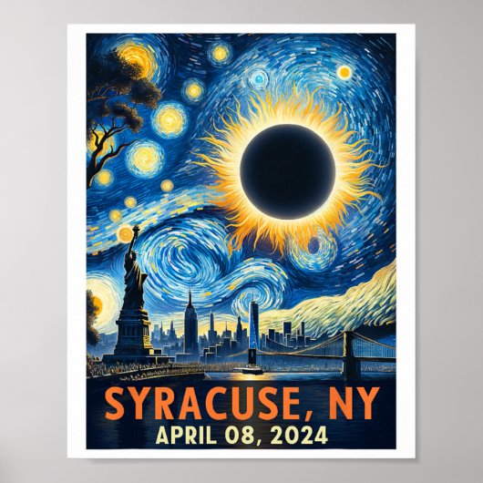 Poster Syracuse New York Total Solar Eclipse 2024 Starry (Devant)