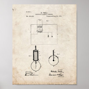 Poster Système de Tesla de brevet électrique d'éclairage