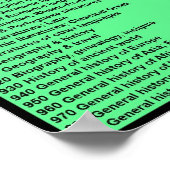 Poster Système décimal Dewey : Vert chaud avec en-tête (Coin)