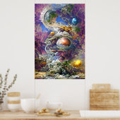 Poster Système solaire à galaxie violette (Cuisine)
