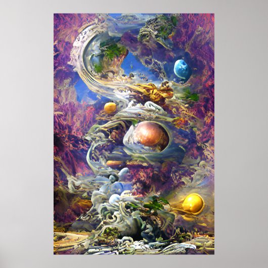Poster Système solaire à galaxie violette (Devant)