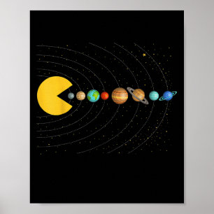 Poster Système Solaire Astronomie Jeux Vidéo Espace Drôle