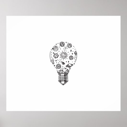 Poster Système solaire Doodle en bulbe (Devant)