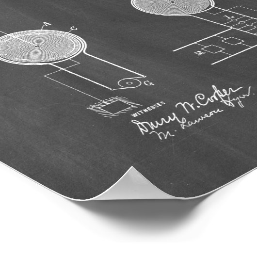 Poster Système Tesla De Transmission D'Énergie Électrique (Coin)