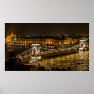 Poster Széchenyi Pont Chaîne à Budapest, Hongrie