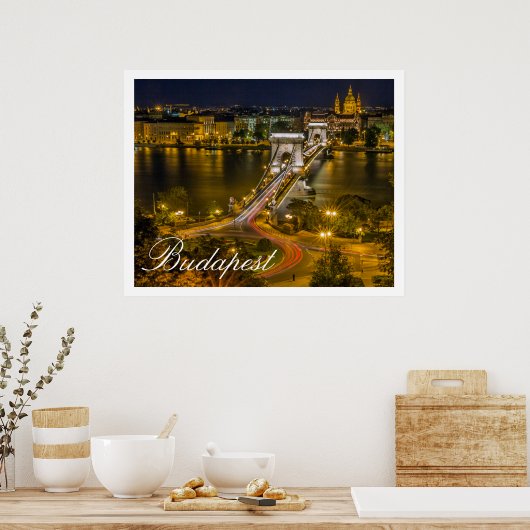Poster Szechenyi Pont Chaîne Budapest, Hongrie (Cuisine)